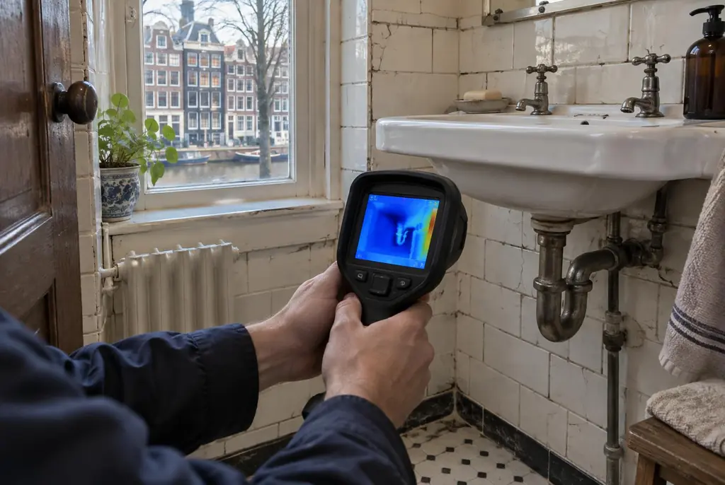 Lekdetectie Gorinchem – badkamer met oude leidingen achter de tegels