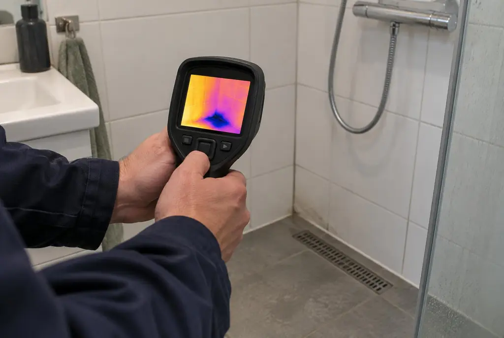 Lekdetectie Gorinchem – lekdetectiespecialist met warmtebeeldcamera in een badkamer