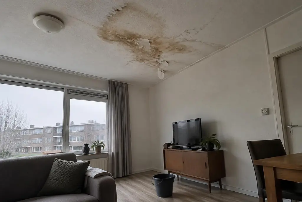 Lekdetectie Gorinchem – vochtplek op het plafond onder een badkamer